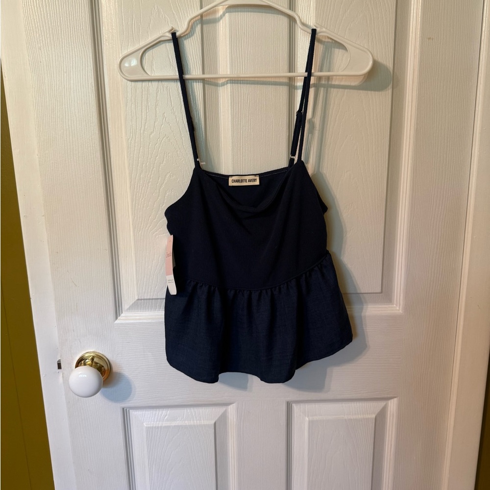 Navy Babydoll Top